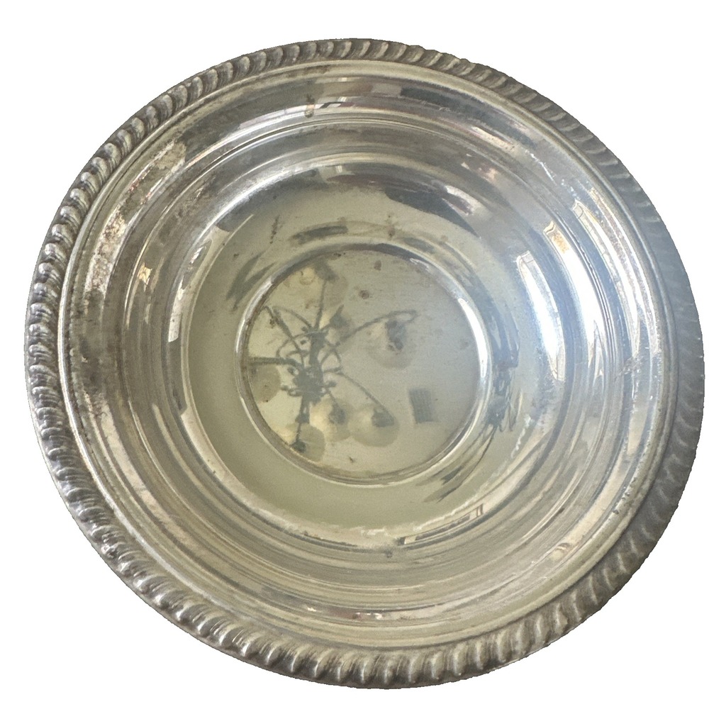 Vintage F.B Rogers International Silver Co Silverplate Bowl Rope Edge 6  1/2"